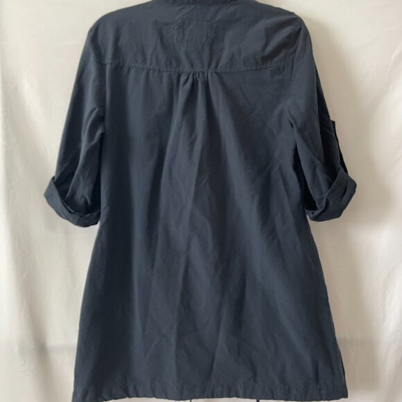 LAL Live A Little Womens Blue Roll Tab Sleeve Snap Up Windbreaker Jacket Size M - Picture 4 of 11